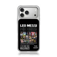 Leo Messi GOAT football collage iPhone 17 Pro Max Electroplated Silver Case1