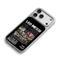 Leo Messi GOAT football collage iPhone 17 Pro Max Electroplated Silver Case2