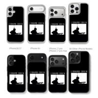 Leonard Cohen playing guitar silhouette graphic Chris Brown Phone Case Black Electroplated Silver For Iphone 11 To 17