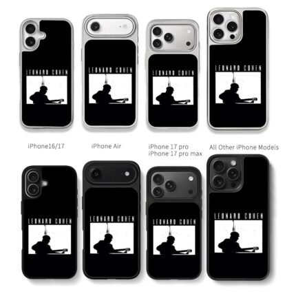 Leonard Cohen playing guitar silhouette graphic Chris Brown Phone Case Black Electroplated Silver For Iphone 11 To 17