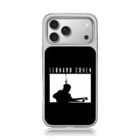 Leonard Cohen playing guitar silhouette graphic iPhone 17 Pro Max Electroplated Silver Case1