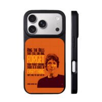 Leonard Cohen quote portrait orange iPhone 17 Pro Max Black Case