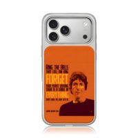 Leonard Cohen quote portrait orange iPhone 17 Pro Max Electroplated Silver Case1