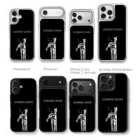 Leonard Cohen singer with mic art Chris Brown Phone Case Black Electroplated Silver For Iphone 11 To 17