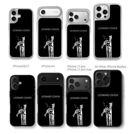 Leonard Cohen singer with mic art Chris Brown Phone Case Black Electroplated Silver For Iphone 11 To 17