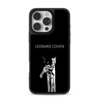 Leonard Cohen singer with mic art iPhone 16 Pro Max Black Case