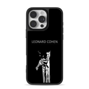 Leonard Cohen singer with mic art iPhone 16 Pro Max Black Case