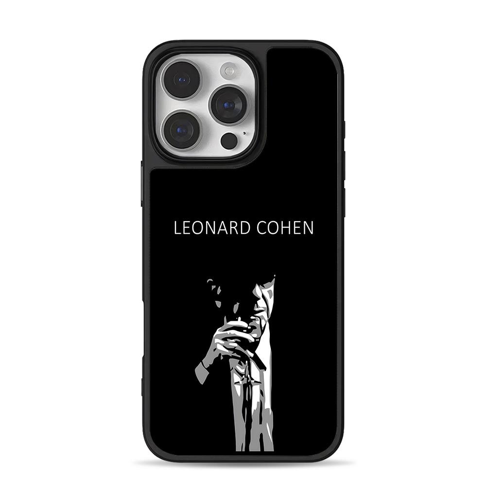 Leonard Cohen singer with mic art iPhone 16 Pro Max Black Case Leonard Cohen singer with mic art iPhone 16 Pro Max Black Case