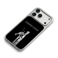 Leonard Cohen singer with mic art iPhone 17 Pro Max Electroplated Silver Case2