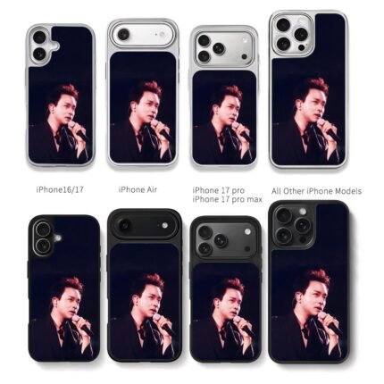 Leslie Cheung on stage with mic Chris Brown Phone Case Black Electroplated Silver For Iphone 11 To 17