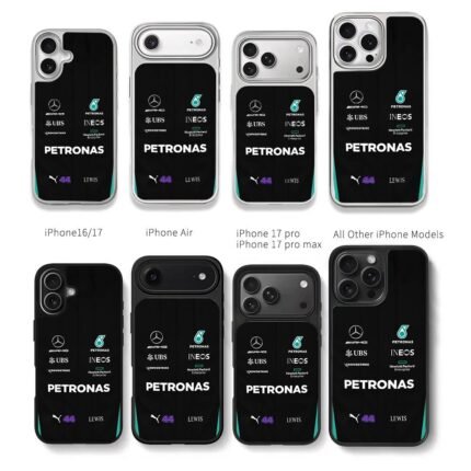 Lewis 44 AMG Petronas F1 logos Chris Brown Phone Case Black Electroplated Silver For Iphone 11 To 17
