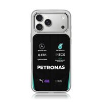Lewis 44 AMG Petronas F1 logos iPhone 17 Pro Max Electroplated Silver Case1