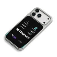 Lewis 44 AMG Petronas F1 logos iPhone 17 Pro Max Electroplated Silver Case2