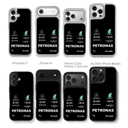 Lewis 44 Mercedes Petronas F1 logos Chris Brown Phone Case Black Electroplated Silver For Iphone 11 To 17