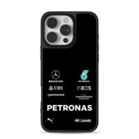 Lewis 44 Mercedes Petronas F1 logos iPhone 16 Pro Max Black Case