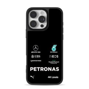 Lewis 44 Mercedes Petronas F1 logos iPhone 16 Pro Max Black Case