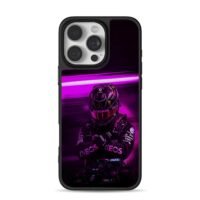 Lewis F1 Mercedes purple neon art iPhone 16 Pro Max Black Case
