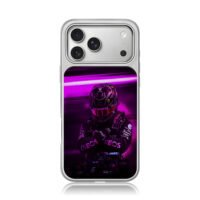 Lewis F1 Mercedes purple neon art iPhone 17 Pro Max Electroplated Silver Case1