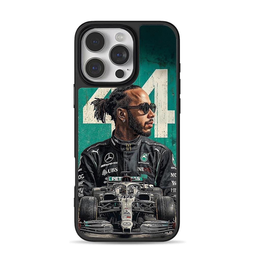 Lewis Hamilton 44 F1 Mercedes car iPhone 16 Pro Max Black Case Lewis Hamilton 44 F1 Mercedes car iPhone 16 Pro Max Black Case