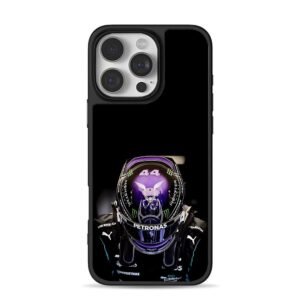 Lewis Hamilton 44 F1 racing helmet iPhone 16 Pro Max Black Case