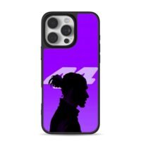 Lewis Hamilton 44 silhouette purple iPhone 16 Pro Max Black Case