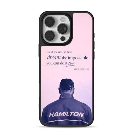 Lewis Hamilton back view pink quote iPhone 16 Pro Max Black Case