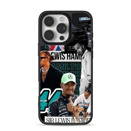 Lewis Hamilton F1 44 collage iPhone 16 Pro Max Black Case