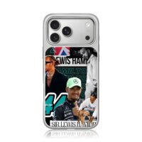 Lewis Hamilton F1 44 collage iPhone 17 Pro Max Electroplated Silver Case1