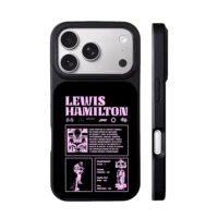 Lewis Hamilton F1 racing car stats iPhone 17 Pro Max Black Case
