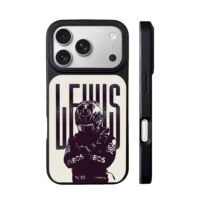 Lewis Hamilton F1 racing helmet art iPhone 17 Pro Max Black Case