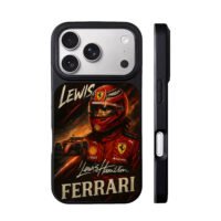 Lewis Hamilton Ferrari F1 racer art iPhone 17 Pro Max Black Case