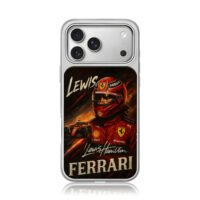 Lewis Hamilton Ferrari F1 racer art iPhone 17 Pro Max Electroplated Silver Case1