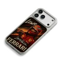 Lewis Hamilton Ferrari F1 racer art iPhone 17 Pro Max Electroplated Silver Case2