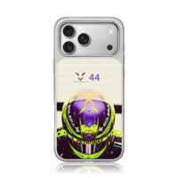 Lewis Hamilton44 F1 helmet Mercedes iPhone 17 Pro Max Electroplated Silver Case1