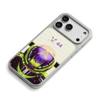 Lewis Hamilton44 F1 helmet Mercedes iPhone 17 Pro Max Electroplated Silver Case2