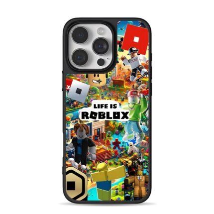 Life is Roblox avatar collage iPhone 16 Pro Max Black Case
