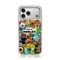 Life is Roblox avatar collage iPhone 17 Pro Max Electroplated Silver Case1