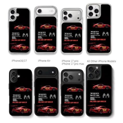 Lightning McQueen 911 GT3 RS flags Chris Brown Phone Case Black Electroplated Silver For Iphone 11 To 17
