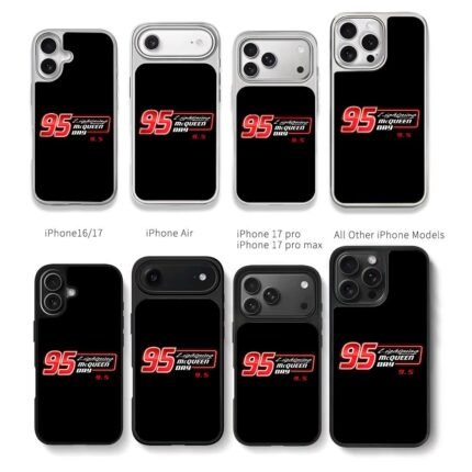 Lightning McQueen 95 race day logo Chris Brown Phone Case Black Electroplated Silver For Iphone 11 To 17