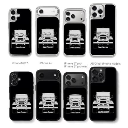 Line art Toyota Land Cruiser Chris Brown Phone Case Black Electroplated Silver For Iphone 11 To 17