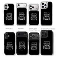Line art Toyota Land Cruiser Chris Brown Phone Case Black Electroplated Silver For Iphone 11 To 17