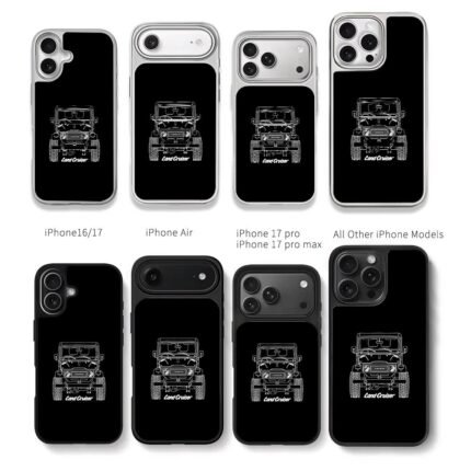 Line art Toyota Land Cruiser Chris Brown Phone Case Black Electroplated Silver For Iphone 11 To 17