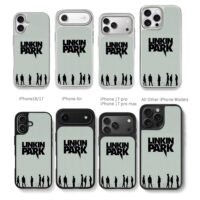 Linkin Park band logo silhouettes Chris Brown Phone Case Black Electroplated Silver For Iphone 11 To 17