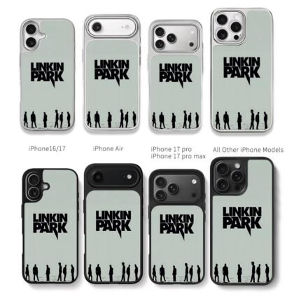 Linkin Park band logo silhouettes Chris Brown Phone Case Black Electroplated Silver For Iphone 11 To 17