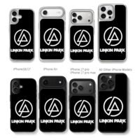 Linkin Park logo and band name Chris Brown Phone Case Black Electroplated Silver For Iphone 11 To 17