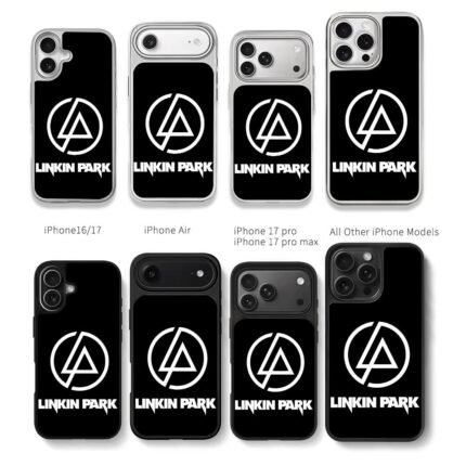Linkin Park logo and band name Chris Brown Phone Case Black Electroplated Silver For Iphone 11 To 17