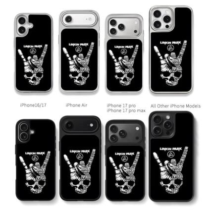 Linkin Park rock hand skull logo Chris Brown Phone Case Black Electroplated Silver For Iphone 11 To 17