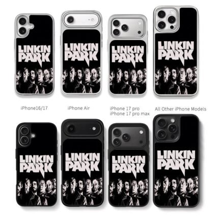 Linkin Park stylized band portrait art Chris Brown Phone Case Black Electroplated Silver For Iphone 11 To 17