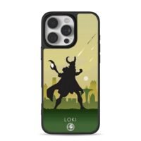 Loki silhouette scepter sunset city Phone Case for iPhone 11-17 & Samsung Galaxy S24-S26