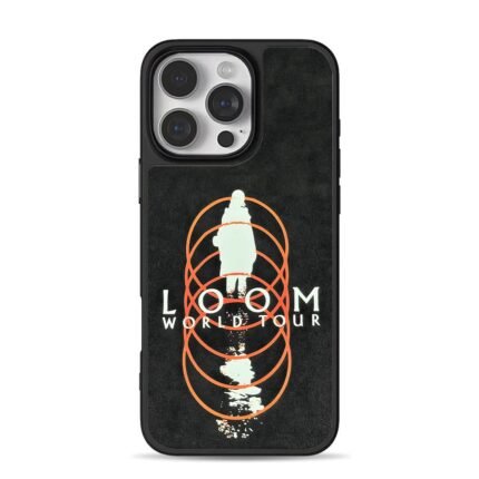 LoomWorldTourSilhouetteOrangeRings iPhone 16 Pro Max Black Case